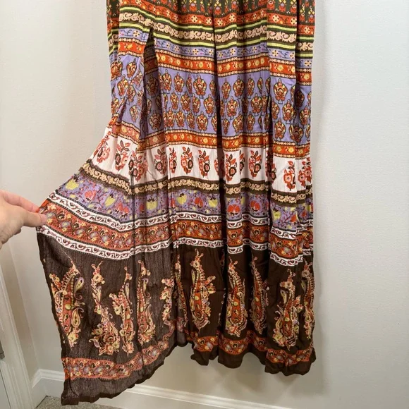 Shyanne Border Print Smocked Maxi Dress Western BOHO Country Flowy Rodeo  XXL
